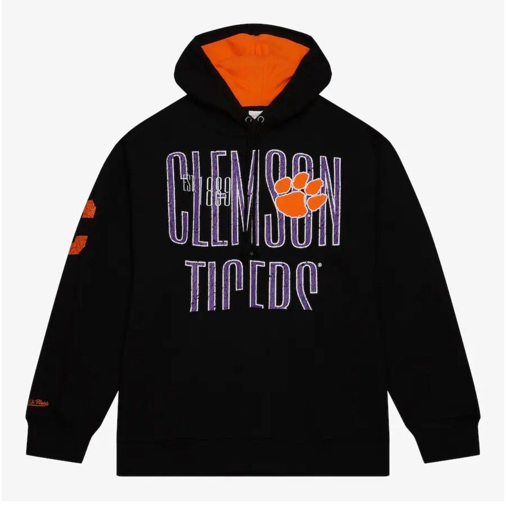 NEW Mitchell And Ness Clemson Tigers OG Fleece Hoodie‎ Black Size Medium NCAA